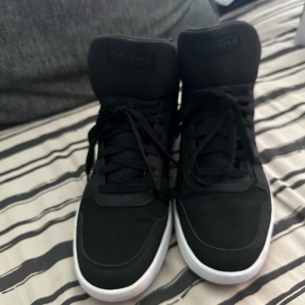 Adidas Black High-Top Sneakers Minimalist Design